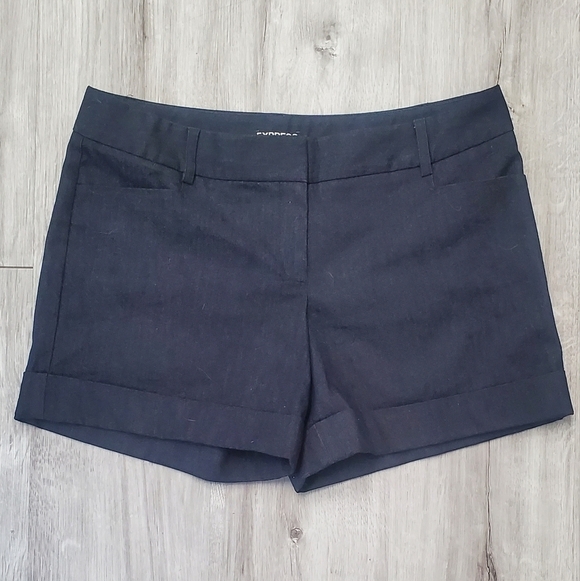 💚5/$25 Express Dark Blue Cotton Chambray Tailored Cuffed Chino Shorts Size 8 - Picture 5 of 7